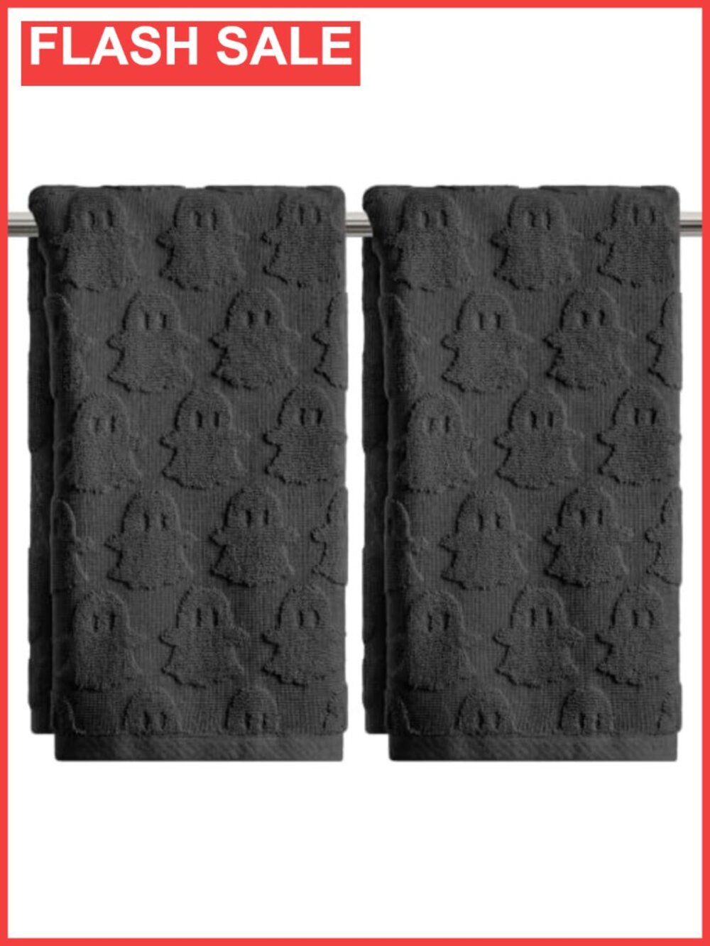 3D Ghost Jacquard Cotton Hand Towels 2 Pc Set Halloween Bathroom Decor